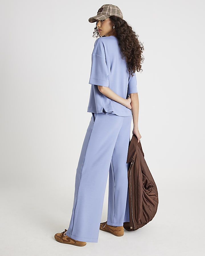 Blue Premium Wide Leg Joggers