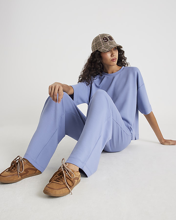Blue Premium Wide Leg Joggers