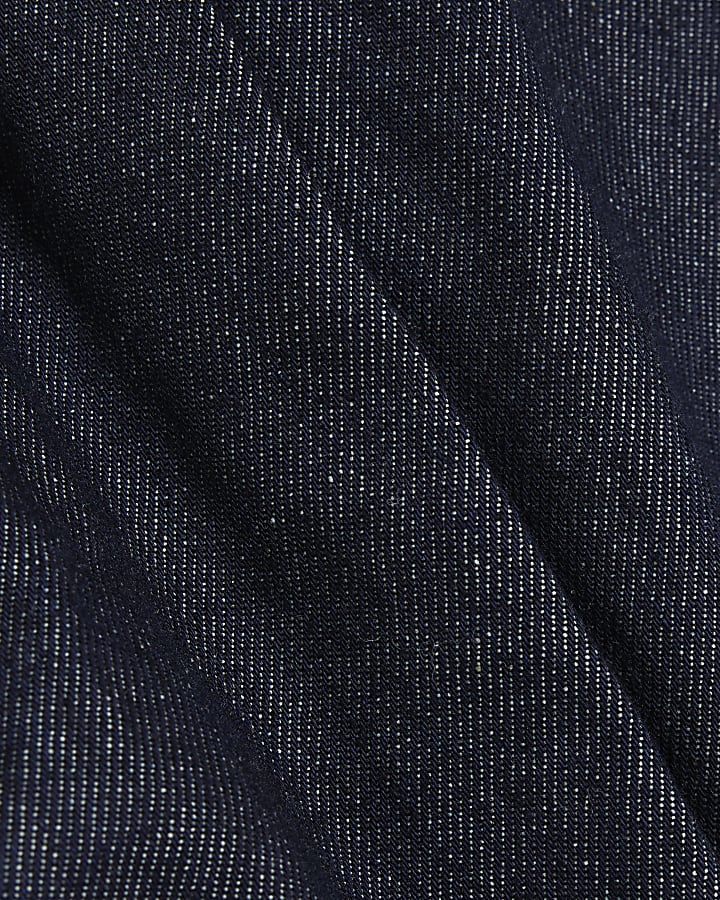 Blue Belted Split Hem Wide Leg Jeans