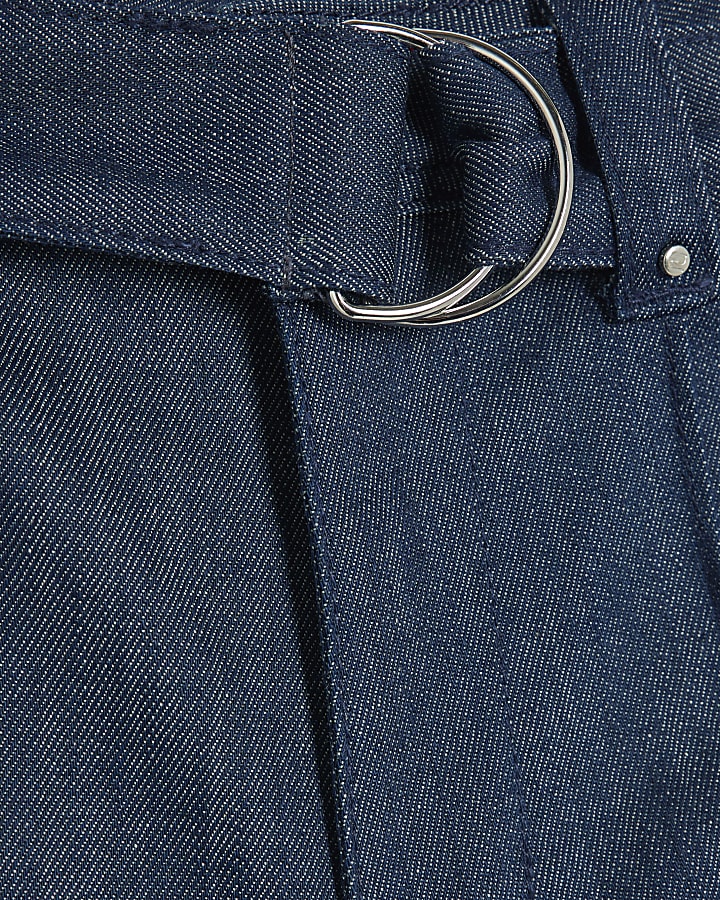 Blue High Waisted Relaxed Flare Seam Jeans