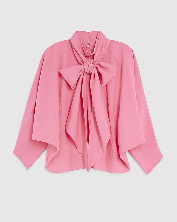 Pink pussybow neck Blouse