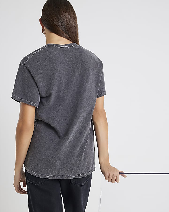 Grey Short Sleeve Glitter Scarf T-shirt