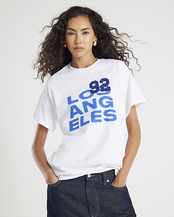 White Los Angeles Denim Patch T-shirt