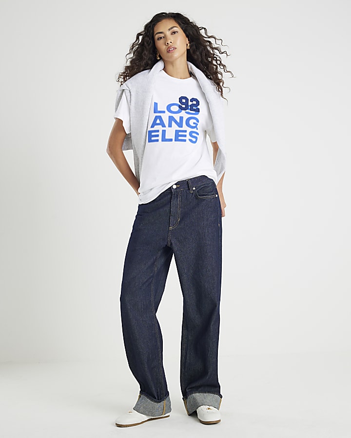 White Los Angeles Denim Patch T-shirt
