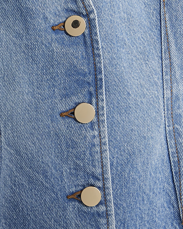 Blue Denim Long Puff Sleeve Jacket