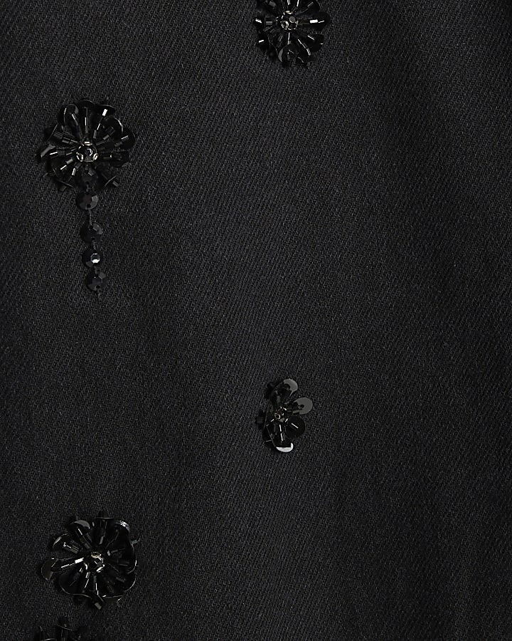 Black Relaxed Straight Embellished Jeans