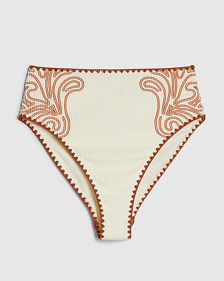 Orange Cornelli Print Bikini Briefs
