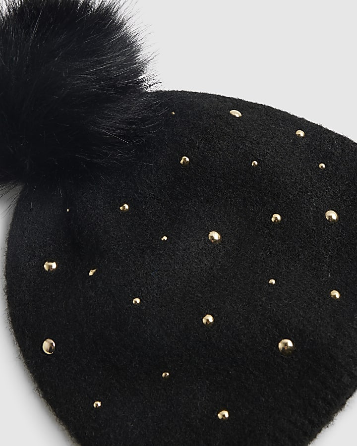 Black Studded Beanie