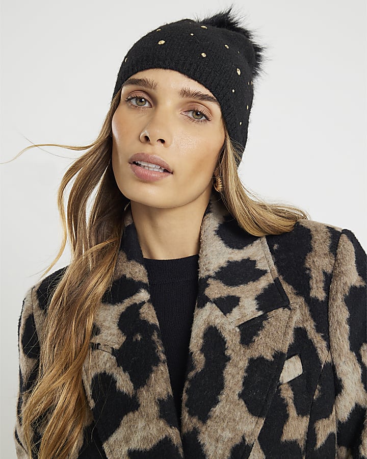 Black Studded Beanie