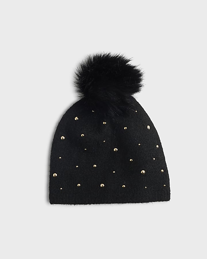 Black Studded Beanie