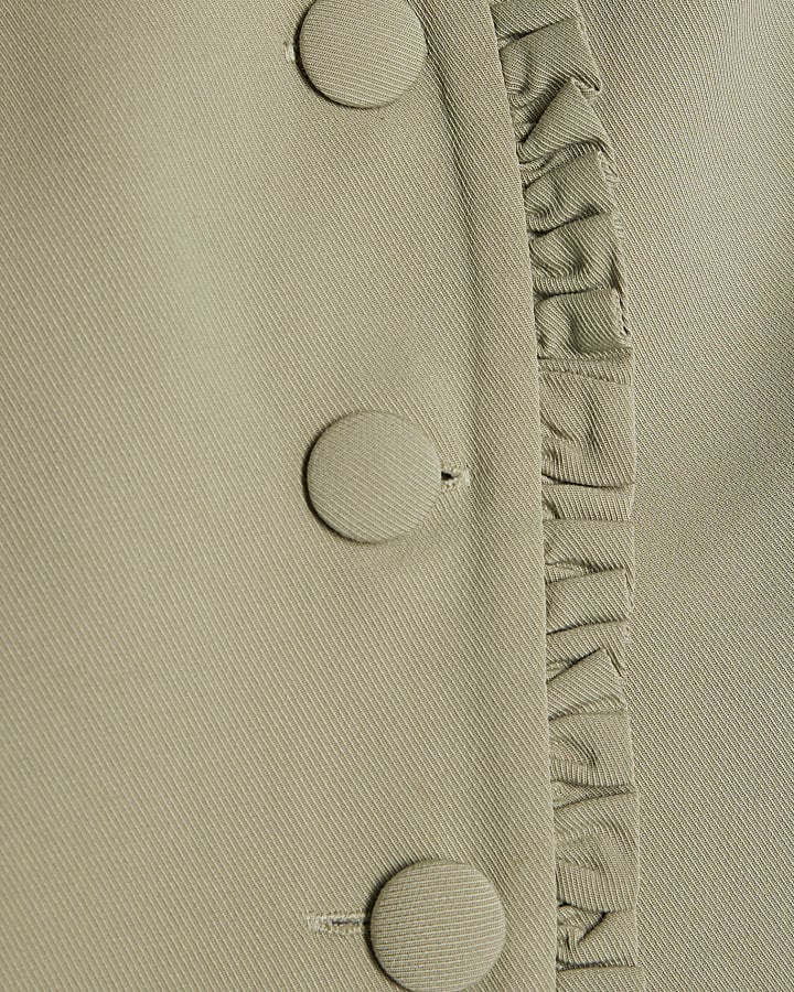 Green Long Sleeve Frilled Blazer