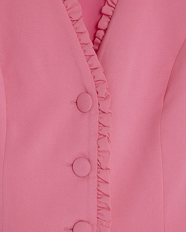 Pink Long Sleeve Frill Trim Jacket