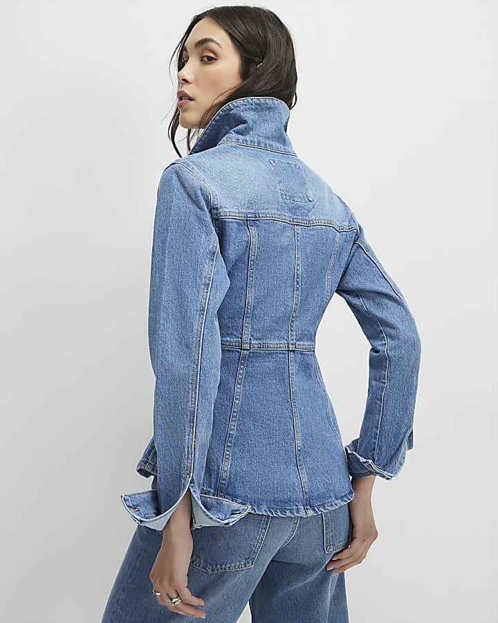 Blue Seamed Denim Jacket
