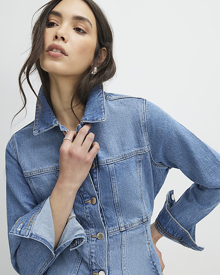 Blue Seamed Denim Jacket