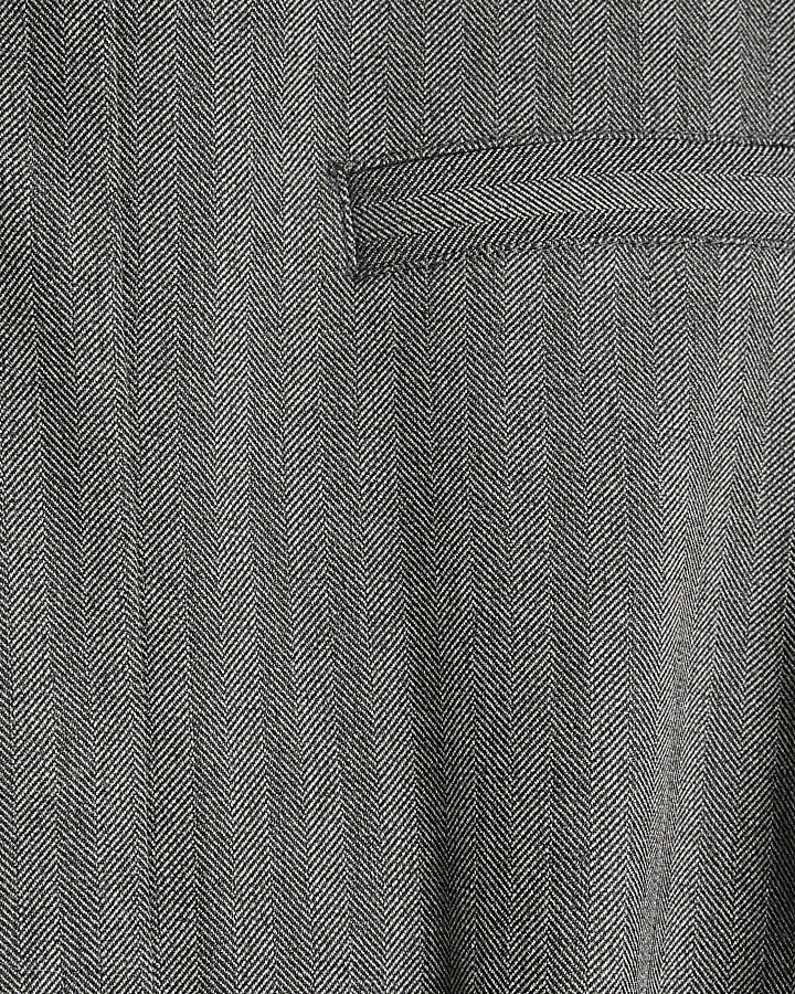 Grey Long Sleeve Herringbone Bomber Jacket
