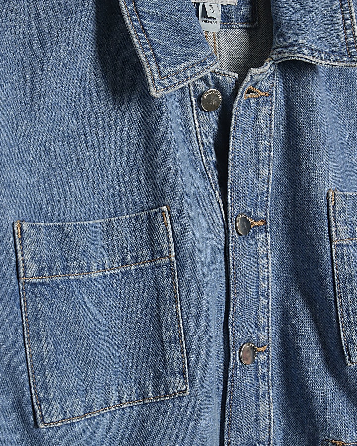 Blue Denim Tie Front Top