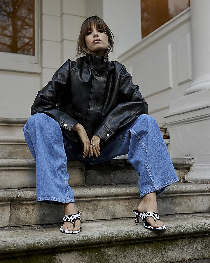 Blue Wide Leg Tie Front Jeans