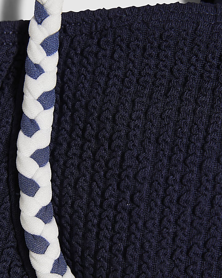 Navy Rope Trim Bikini Top