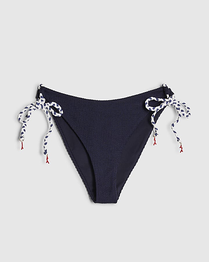Navy Rope Trim Bikini Bottoms