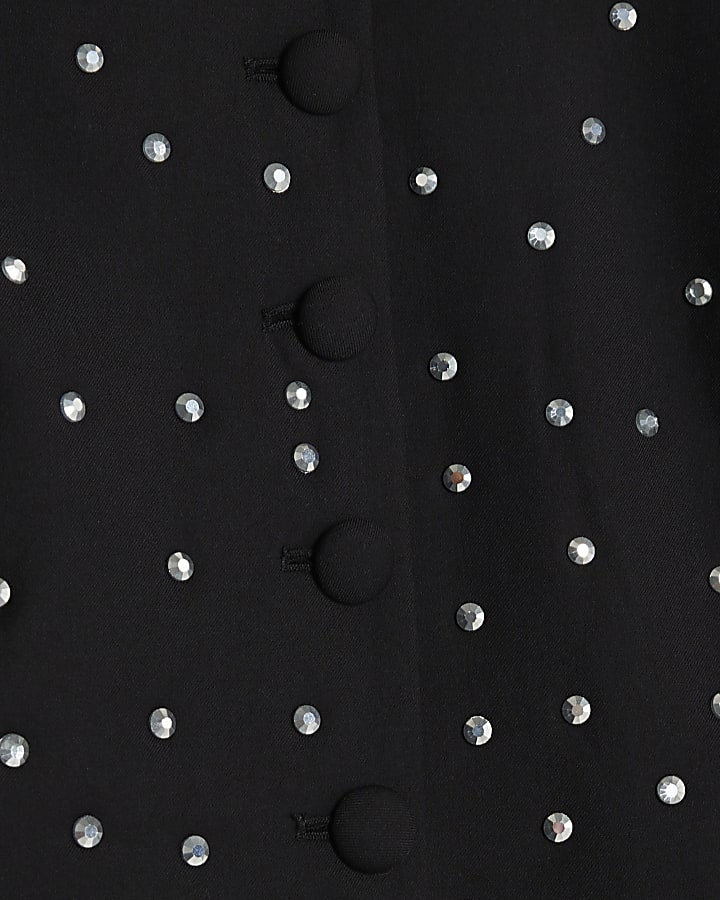 Black Studded Cocoon Sleeve Cropped Jacket