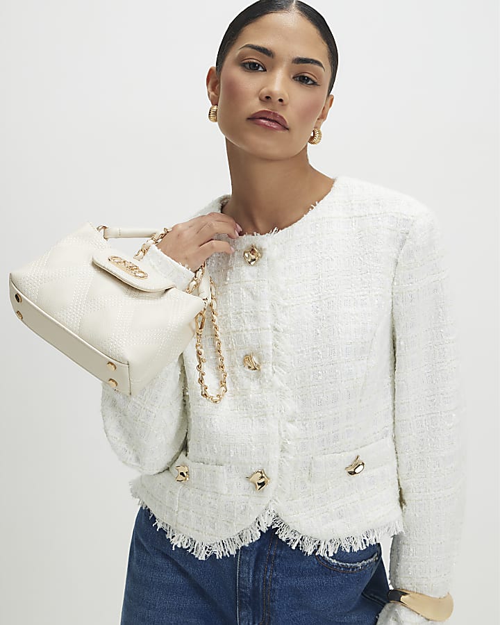 Petite Cream Boucle Long Sleeve Trophy Jacket