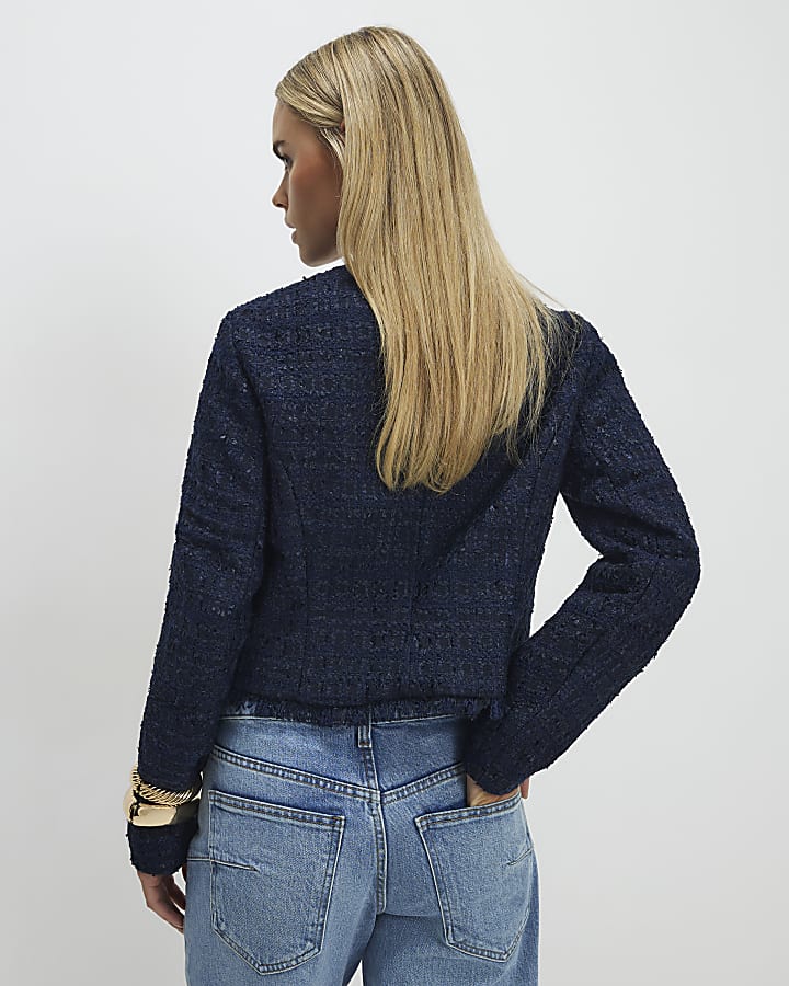 Petite Navy Boucle Trophy Jacket