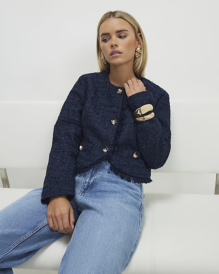 Petite Navy Boucle Trophy Jacket