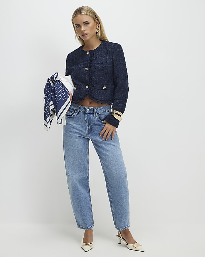 Petite Navy Boucle Trophy Jacket