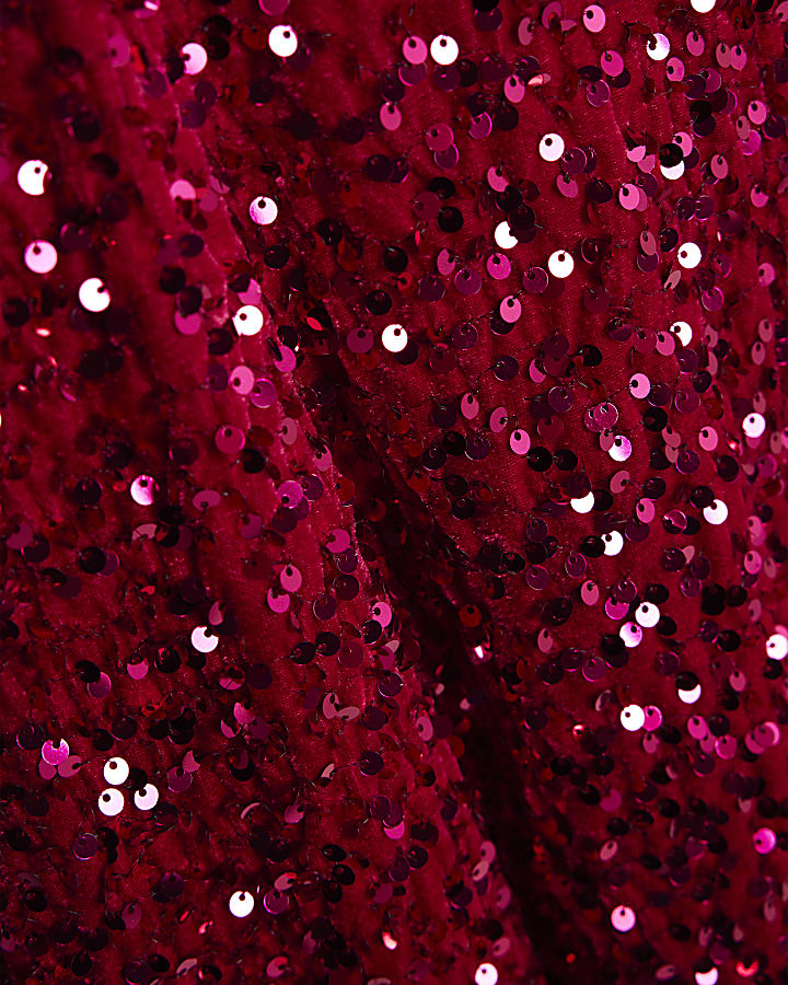 Pink Velvet Sequin Long Sleeve Mini Dress