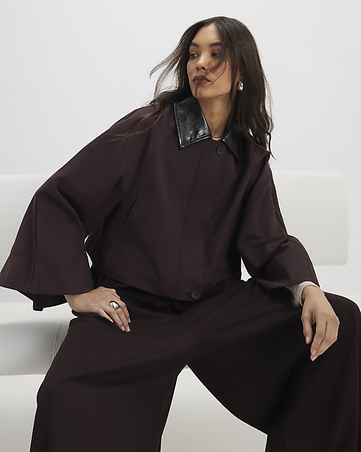 Red Batwing Sleeve Barn Jacket