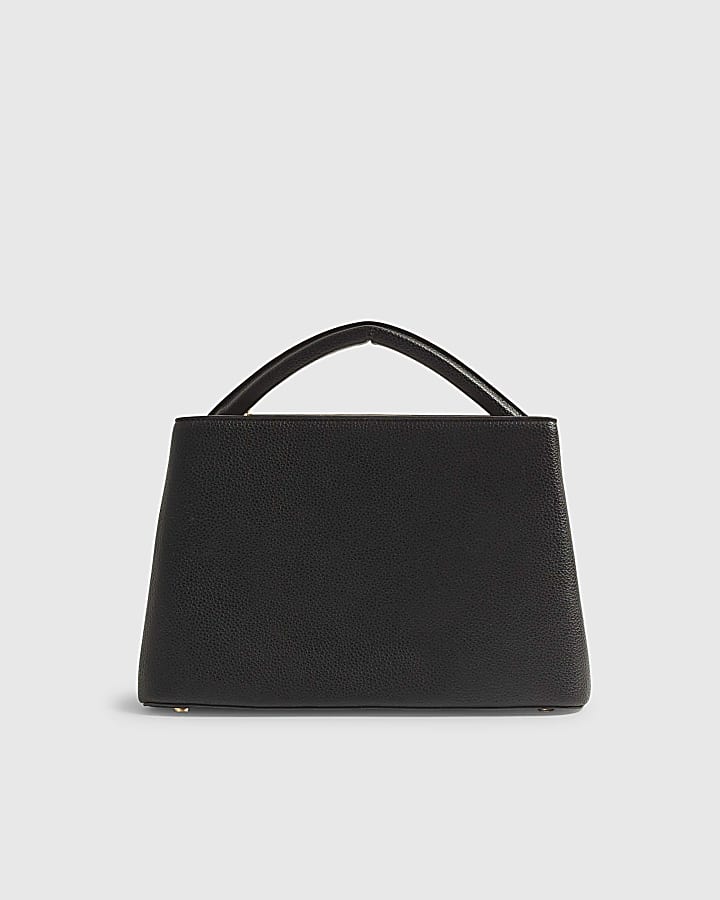 Black Pocket Front Charm Tote Bag