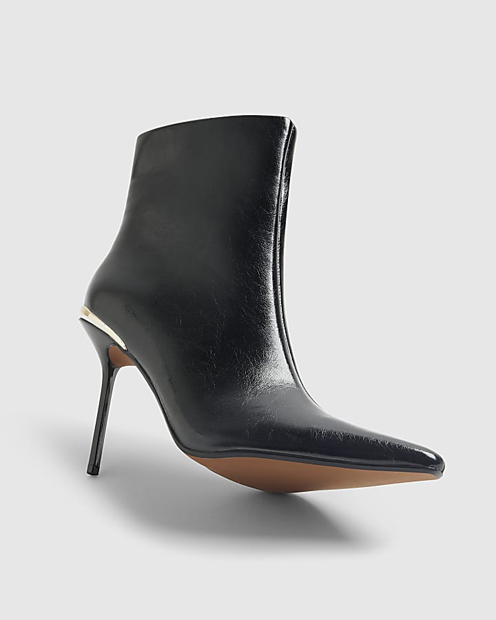 Black Skinny Heel Pointed Ankle Boots