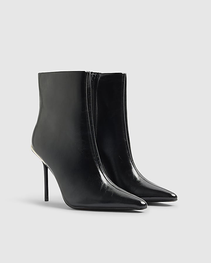 Black Skinny Heel Pointed Ankle Boots