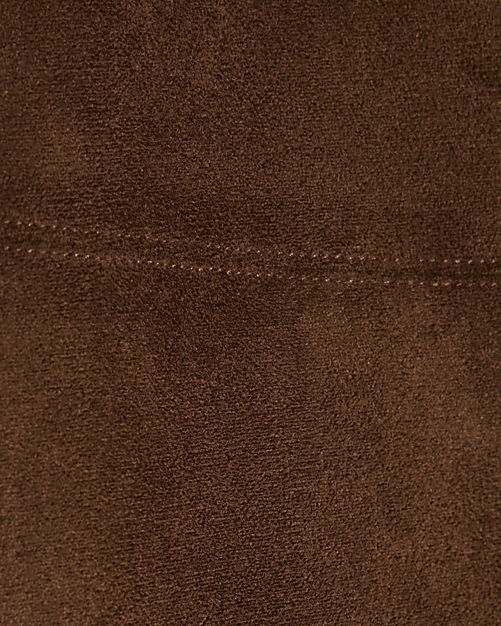 Brown Faux Suede Mini Skirt