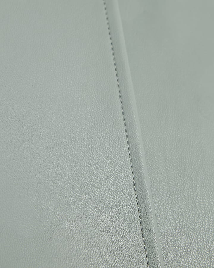 Blue Faux Leather Eyelet Mini Wrap Skirt