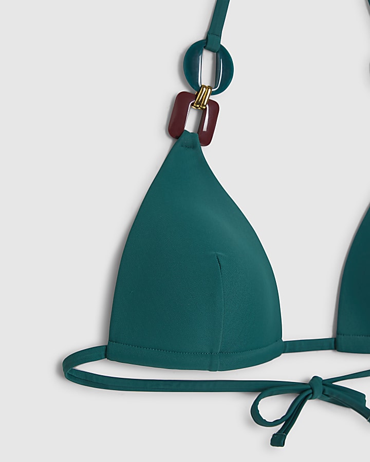 Green Buckle Trim Bikini Bottoms