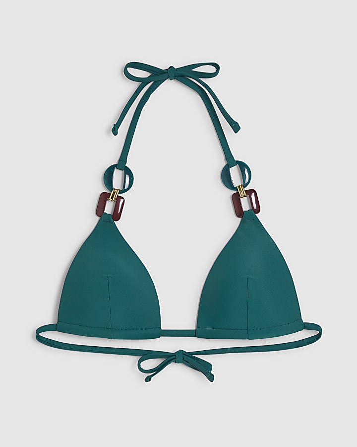 Green Buckle Trim Bikini Bottoms