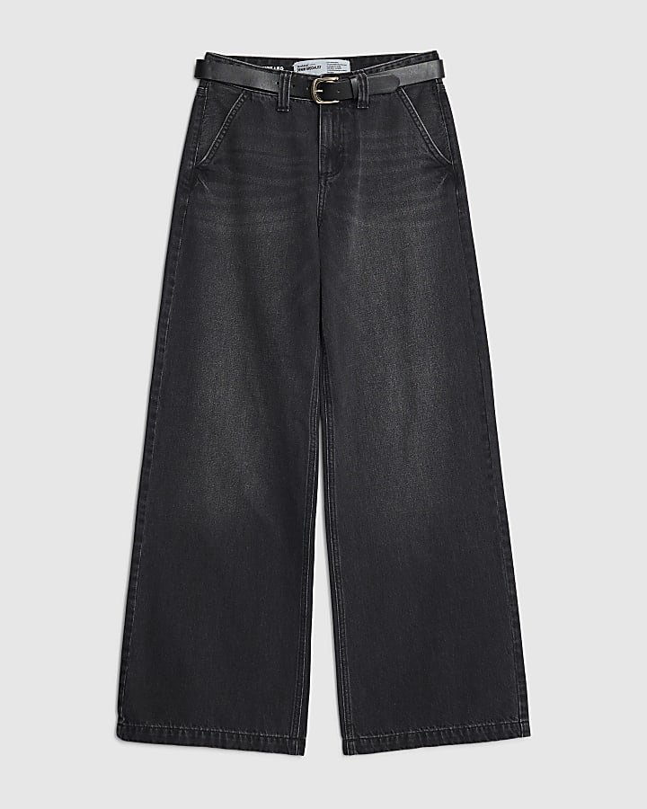 Black Tailored Baggy Wide Leg Jeans
