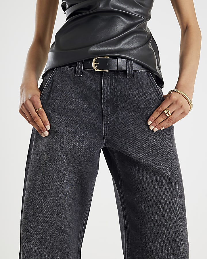Black Tailored Baggy Wide Leg Jeans
