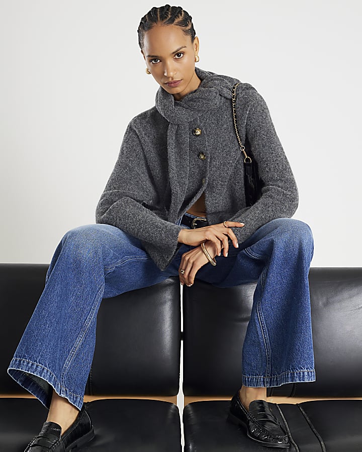 Blue Tailored Baggy Wide Leg Jeans