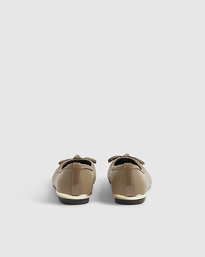 Beige Bow Ballet Pumps