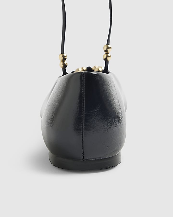 Black Lace Up Ballet Pumps