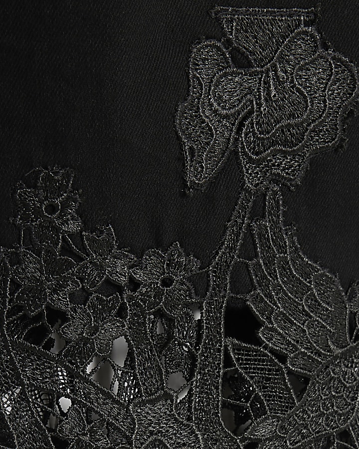 Black Relaxed Straight Lace Jeans