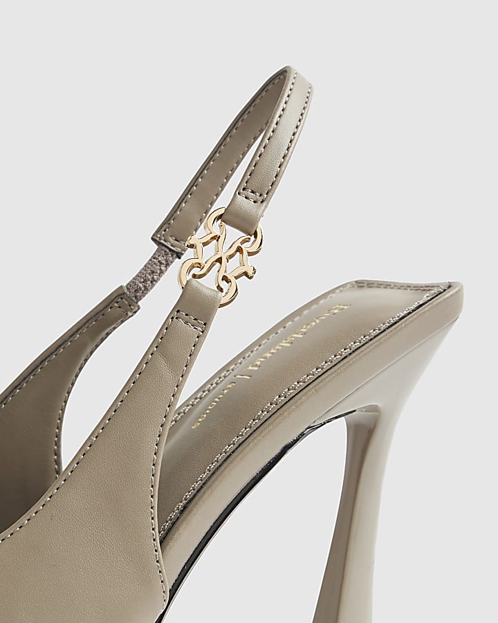 Grey Slingback Logo Court Heels
