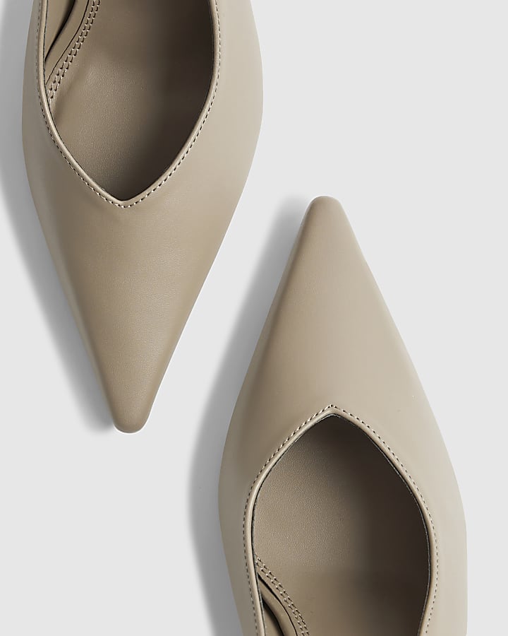 Grey Slingback Logo Court Heels