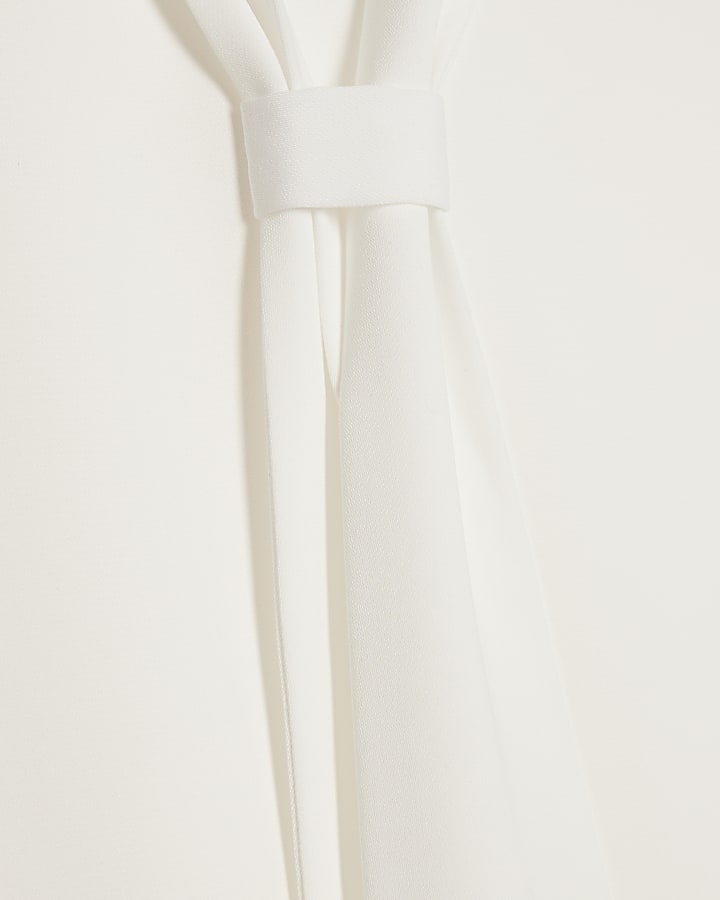 White Tie Detail Long Sleeve Blouse