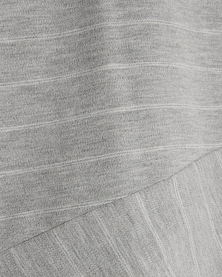 Grey High Neck Pinstripe Top