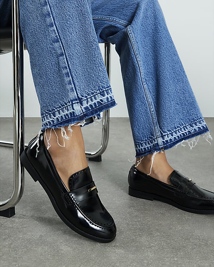 Black Gold Trim Loafers