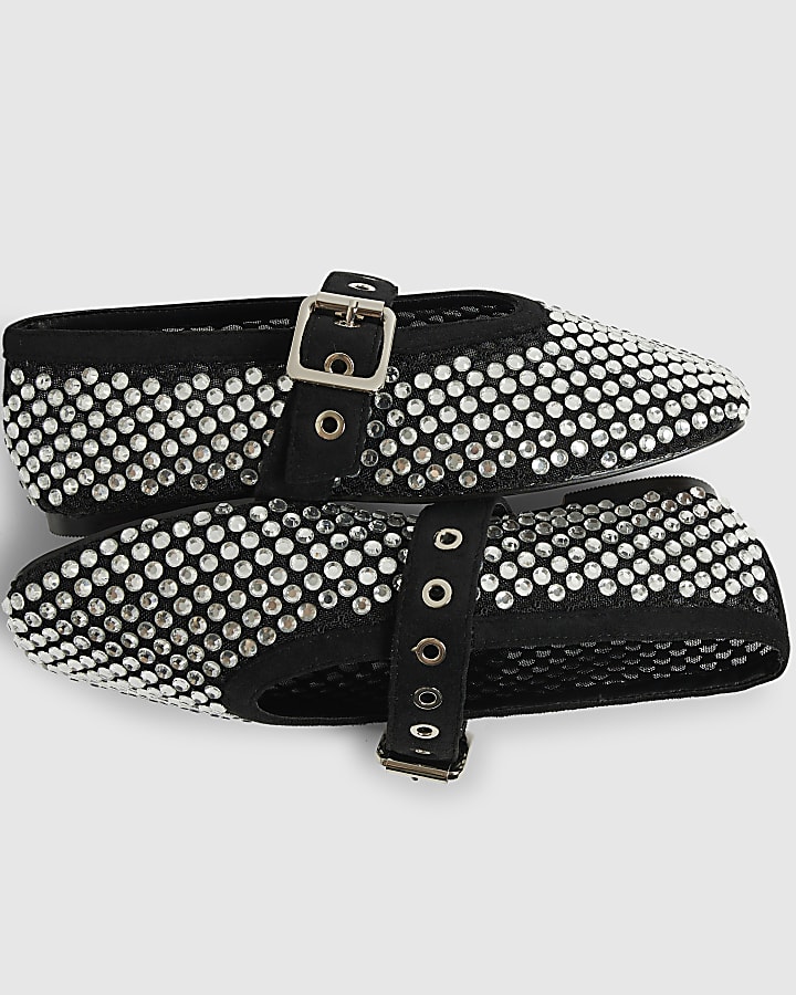 Black Embellished Mary Jane Shoes
