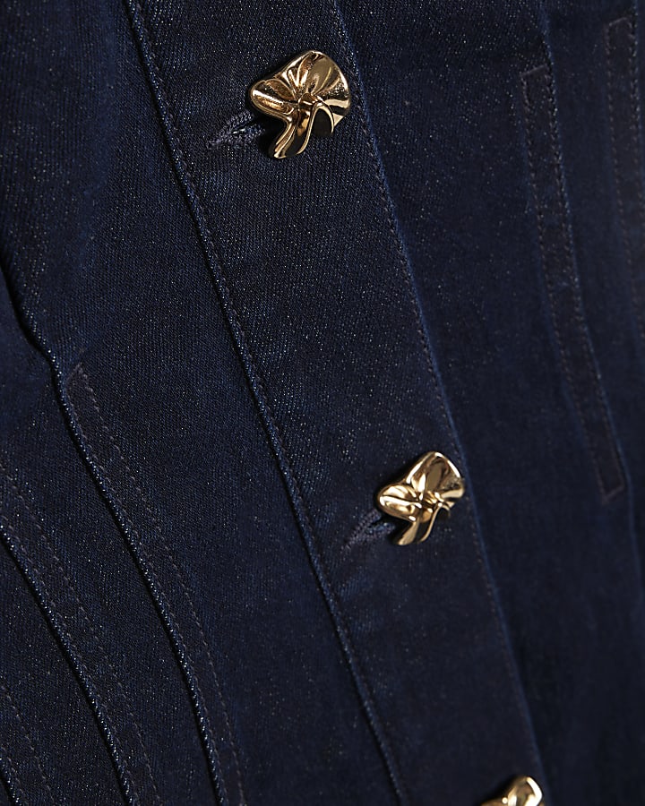 Blue Denim Cinched Waist Mini Dress